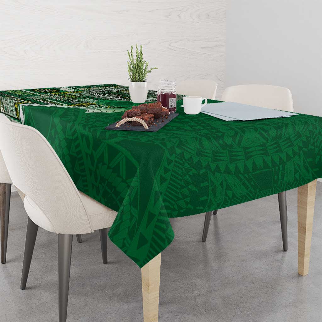 Samoan Siapo Art Tattoo Polynesian Pattern Tablecloth Green Color - Polynesian Pride