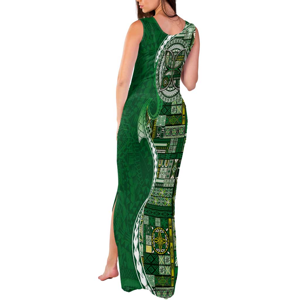 Samoan Siapo Art Tattoo Polynesian Pattern Tank Maxi Dress Green Color - Polynesian Pride
