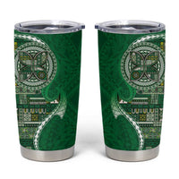 Samoan Siapo Art Tattoo Polynesian Pattern Tumbler Cup Green Color - Polynesian Pride