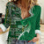 Samoan Siapo Art Tattoo Polynesian Pattern Women Casual Shirt Green Color - Polynesian Pride