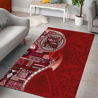 Samoan Siapo Art Tattoo Polynesian Pattern Area Rug Red Color - Polynesian Pride