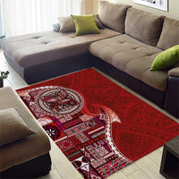 Samoan Siapo Art Tattoo Polynesian Pattern Area Rug Red Color - Polynesian Pride