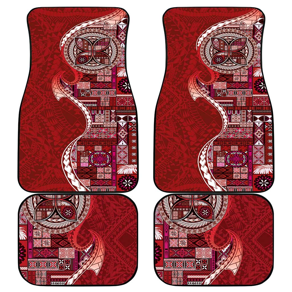Samoan Siapo Art Tattoo Polynesian Pattern Car Mats Red Color - Polynesian Pride