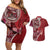 Samoan Siapo Art Tattoo Polynesian Pattern Couples Matching Off Shoulder Short Dress and Hawaiian Shirt Red Color - Polynesian Pride