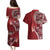 Samoan Siapo Art Tattoo Polynesian Pattern Couples Matching Puletasi and Hawaiian Shirt Red Color - Polynesian Pride