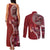 Samoan Siapo Art Tattoo Polynesian Pattern Couples Matching Tank Maxi Dress and Long Sleeve Button Shirt Red Color - Polynesian Pride