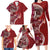 Samoan Siapo Art Tattoo Polynesian Pattern Family Matching Long Sleeve Bodycon Dress and Hawaiian Shirt Red Color - Polynesian Pride