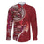 Samoan Siapo Art Tattoo Polynesian Pattern Family Matching Long Sleeve Bodycon Dress and Hawaiian Shirt Red Color - Polynesian Pride