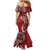 Samoan Siapo Art Tattoo Polynesian Pattern Family Matching Mermaid Dress and Hawaiian Shirt Red Color - Polynesian Pride