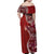 Samoan Siapo Art Tattoo Polynesian Pattern Family Matching Off Shoulder Maxi Dress and Hawaiian Shirt Red Color - Polynesian Pride