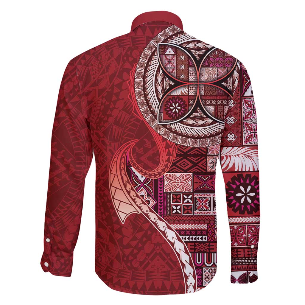 Samoan Siapo Art Tattoo Polynesian Pattern Family Matching Puletasi and Hawaiian Shirt Red Color - Polynesian Pride