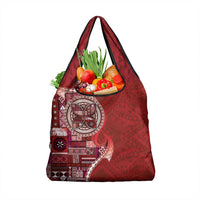 Samoan Siapo Art Tattoo Polynesian Pattern Grocery Bag Red Color - Polynesian Pride