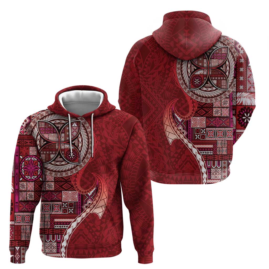 Samoan Siapo Art Tattoo Polynesian Pattern Hoodie Red Color - Polynesian Pride