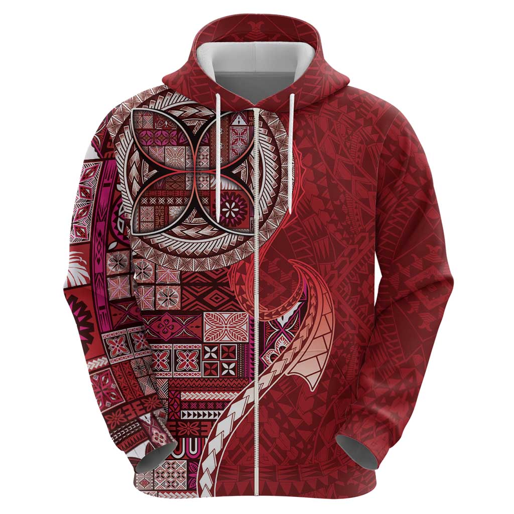 Samoan Siapo Art Tattoo Polynesian Pattern Hoodie Red Color - Polynesian Pride