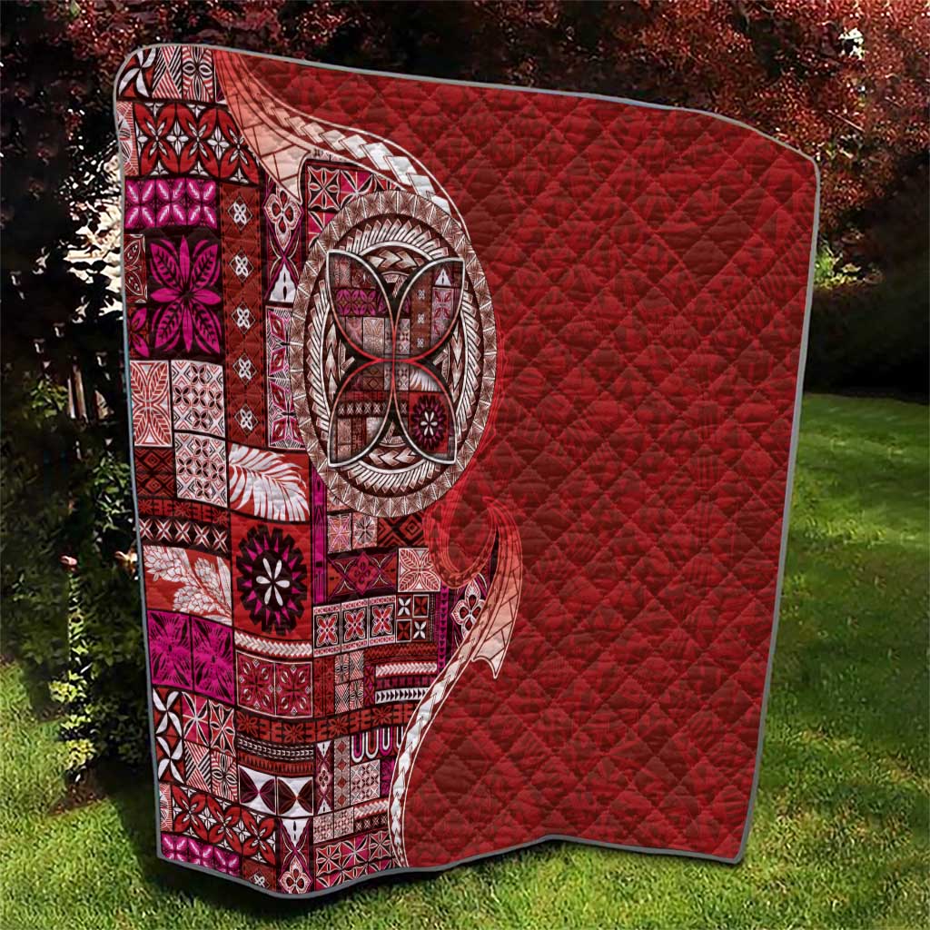 Samoan Siapo Art Tattoo Polynesian Pattern Quilt Red Color - Polynesian Pride