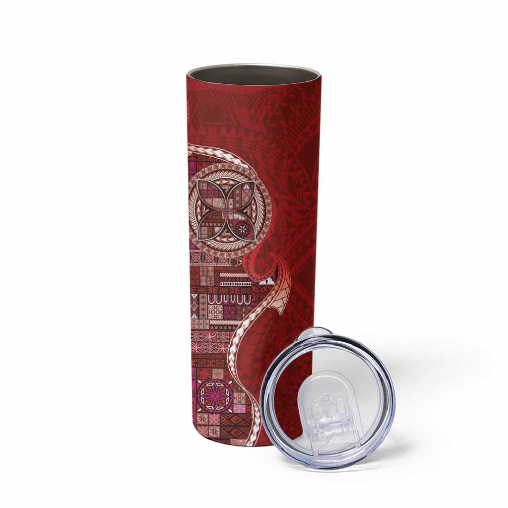 Samoan Siapo Art Tattoo Polynesian Pattern Skinny Tumbler Red Color - Polynesian Pride