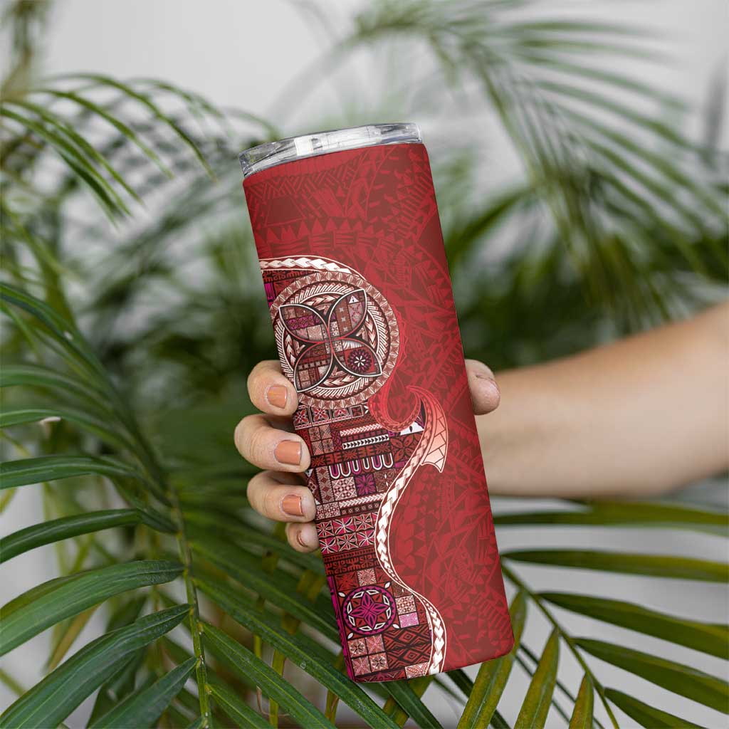 Samoan Siapo Art Tattoo Polynesian Pattern Skinny Tumbler Red Color - Polynesian Pride
