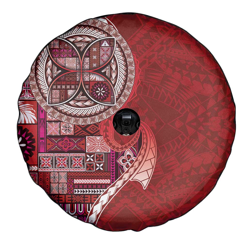 Samoan Siapo Art Tattoo Polynesian Pattern Spare Tire Cover Red Color - Polynesian Pride