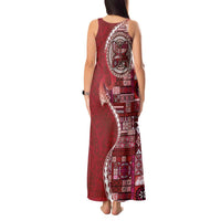 Samoan Siapo Art Tattoo Polynesian Pattern Tank Maxi Dress Red Color - Polynesian Pride