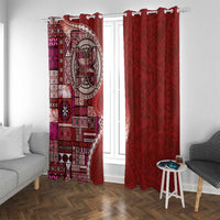 Samoan Siapo Art Tattoo Polynesian Pattern Window Curtain Red Color - Polynesian Pride
