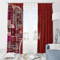 Samoan Siapo Art Tattoo Polynesian Pattern Window Curtain Red Color - Polynesian Pride