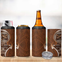 Samoan Siapo Art Tattoo Polynesian Pattern 4 in 1 Can Cooler Tumbler Brown Color - Polynesian Pride