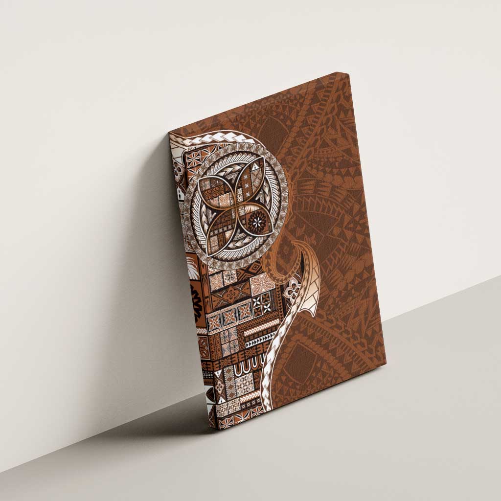 Samoan Siapo Art Tattoo Polynesian Pattern Canvas Wall Art Brown Color - Polynesian Pride