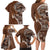 Samoan Siapo Art Tattoo Polynesian Pattern Family Matching Long Sleeve Bodycon Dress and Hawaiian Shirt Brown Color - Polynesian Pride