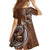 Samoan Siapo Art Tattoo Polynesian Pattern Family Matching Off Shoulder Maxi Dress and Hawaiian Shirt Brown Color - Polynesian Pride