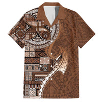 Samoan Siapo Art Tattoo Polynesian Pattern Family Matching Puletasi and Hawaiian Shirt Brown Color - Polynesian Pride