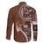 Samoan Siapo Art Tattoo Polynesian Pattern Family Matching Short Sleeve Bodycon Dress and Hawaiian Shirt Brown Color - Polynesian Pride