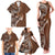 Samoan Siapo Art Tattoo Polynesian Pattern Family Matching Tank Maxi Dress and Hawaiian Shirt Brown Color - Polynesian Pride