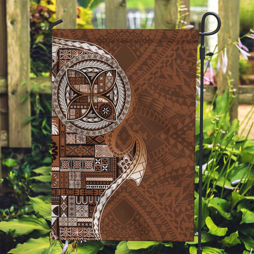 Samoan Siapo Art Tattoo Polynesian Pattern Garden Flag Brown Color - Polynesian Pride