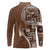 Samoan Siapo Art Tattoo Polynesian Pattern Long Sleeve Polo Shirt Brown Color - Polynesian Pride