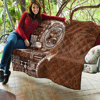 Samoan Siapo Art Tattoo Polynesian Pattern Quilt Brown Color - Polynesian Pride