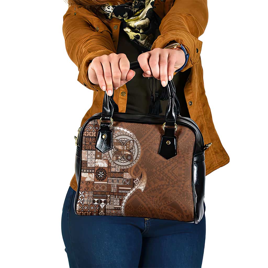 Samoan Siapo Art Tattoo Polynesian Pattern Shoulder Handbag Brown Color - Polynesian Pride