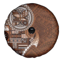 Samoan Siapo Art Tattoo Polynesian Pattern Spare Tire Cover Brown Color - Polynesian Pride