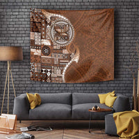 Samoan Siapo Art Tattoo Polynesian Pattern Tapestry Brown Color - Polynesian Pride