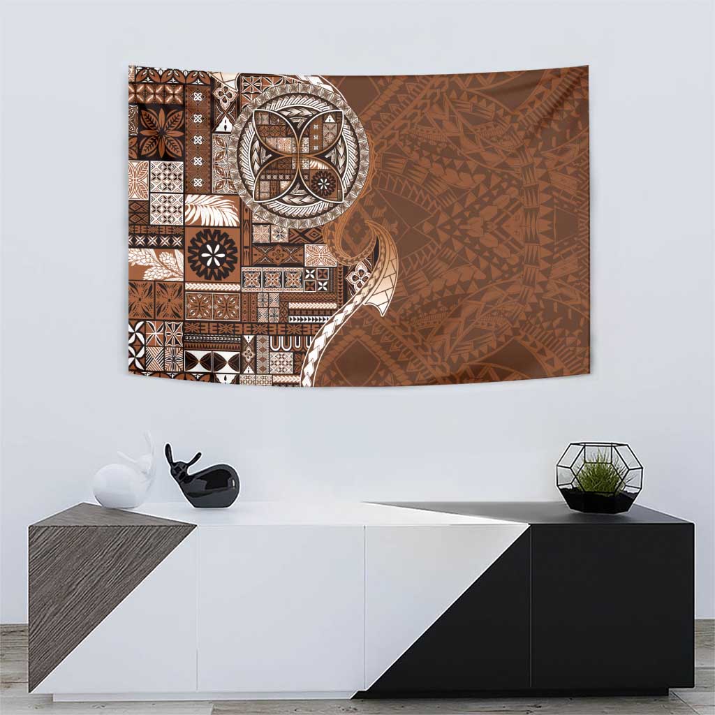 Samoan Siapo Art Tattoo Polynesian Pattern Tapestry Brown Color - Polynesian Pride