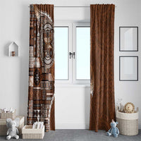 Samoan Siapo Art Tattoo Polynesian Pattern Window Curtain Brown Color - Polynesian Pride