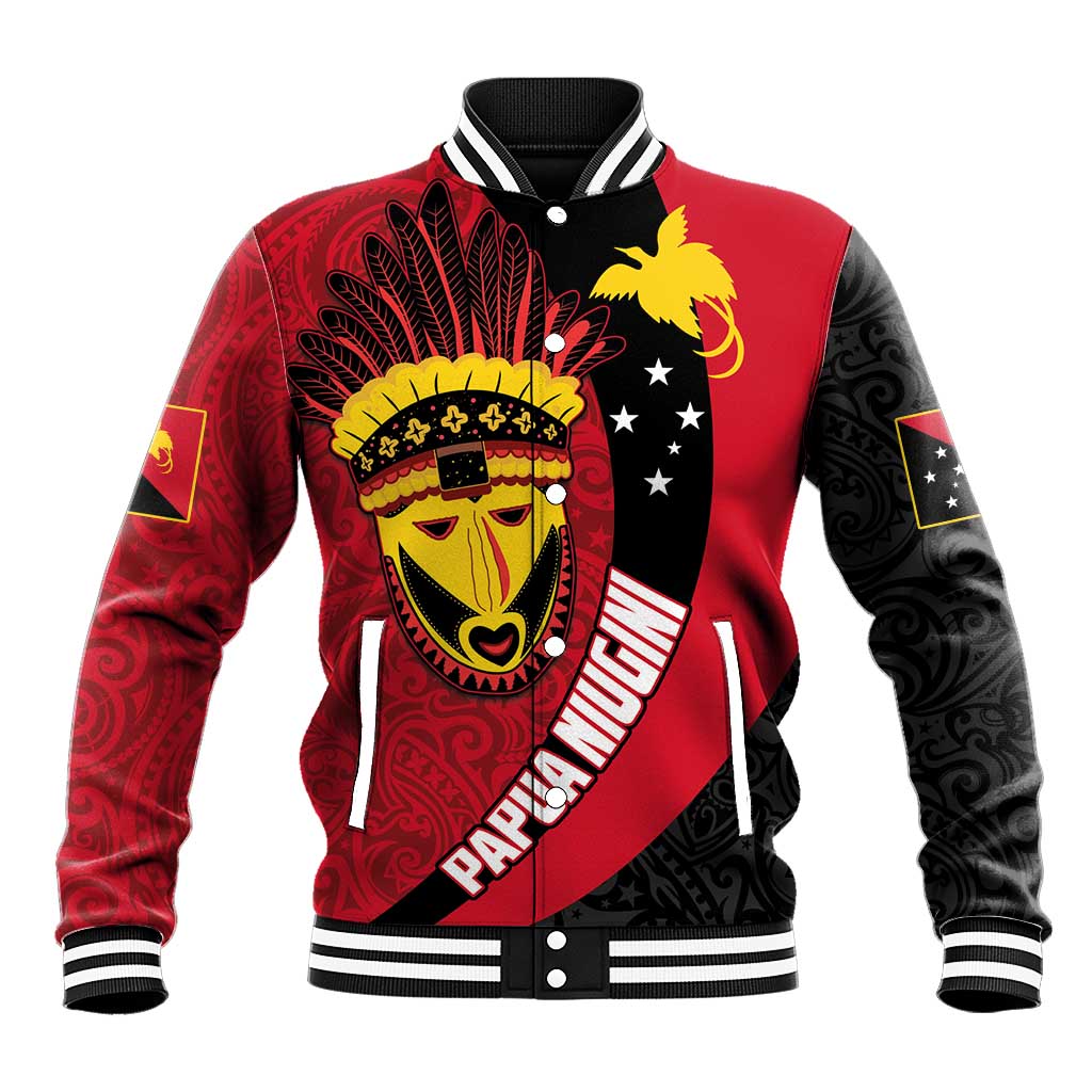 Papua New Guinea Mask Festival Baseball Jacket Papua Niugini Tribe Mask Melanesian Pattern