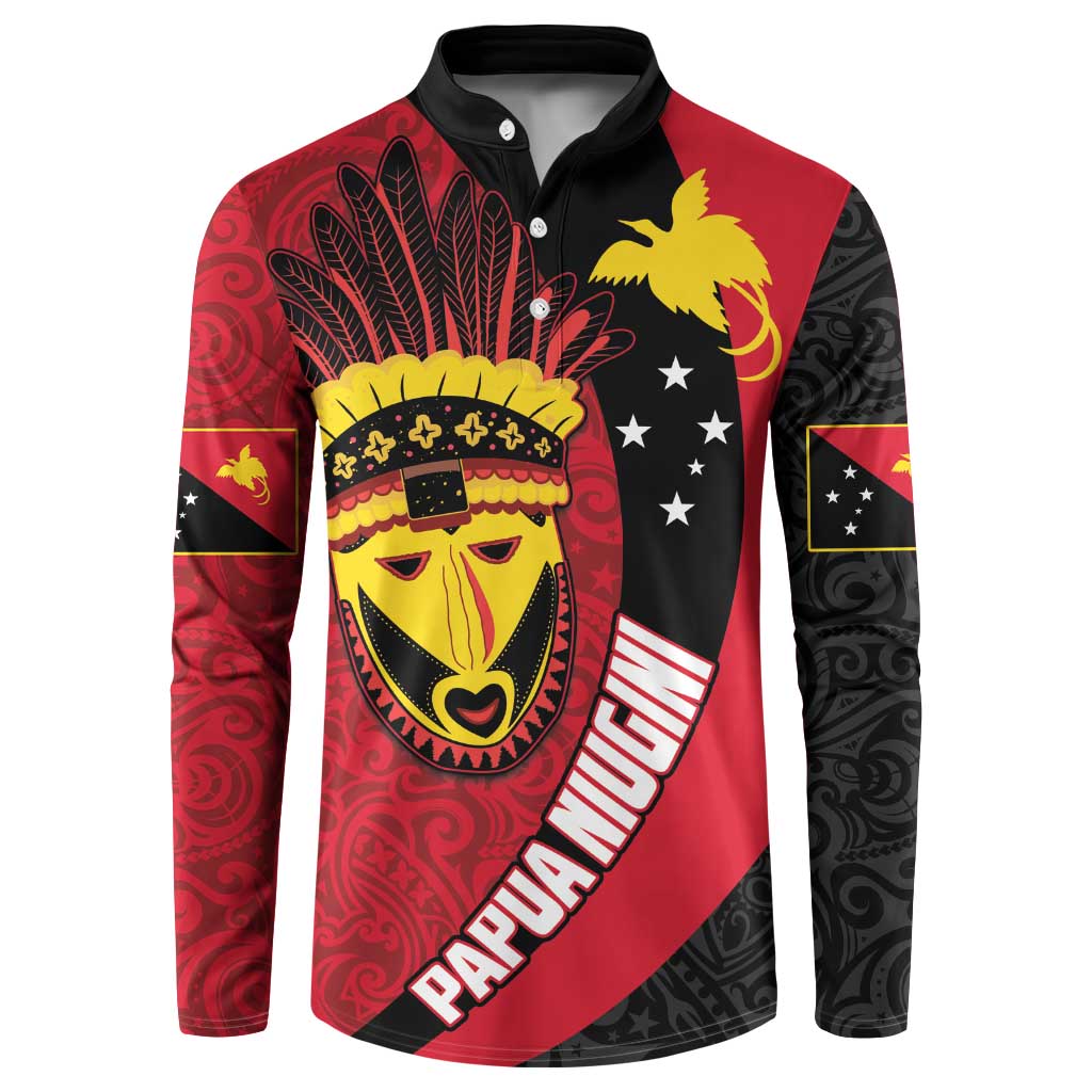 Papua New Guinea Mask Festival Button Sweatshirt Papua Niugini Tribe Mask Melanesian Pattern