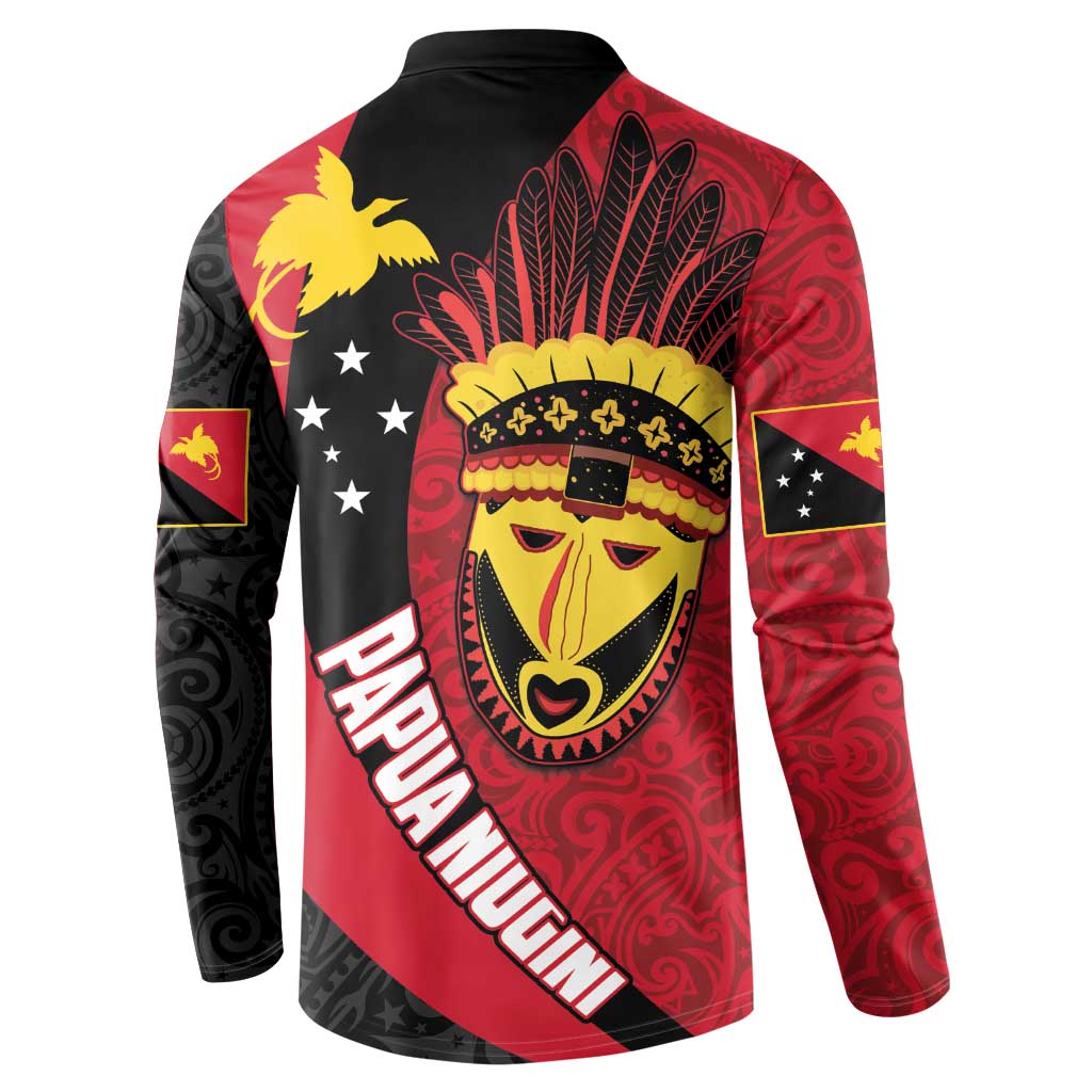 Papua New Guinea Mask Festival Button Sweatshirt Papua Niugini Tribe Mask Melanesian Pattern