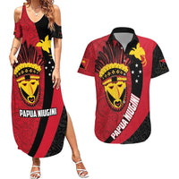 Papua New Guinea Mask Festival Couples Matching Summer Maxi Dress and Hawaiian Shirt Papua Niugini Tribe Mask Melanesian Pattern