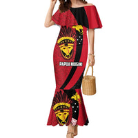 Papua New Guinea Mask Festival Mermaid Dress Papua Niugini Tribe Mask Melanesian Pattern LT03 Women Red - Polynesian Pride