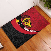 Papua New Guinea Mask Festival Rubber Doormat Papua Niugini Tribe Mask Melanesian Pattern