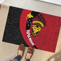 Papua New Guinea Mask Festival Rubber Doormat Papua Niugini Tribe Mask Melanesian Pattern