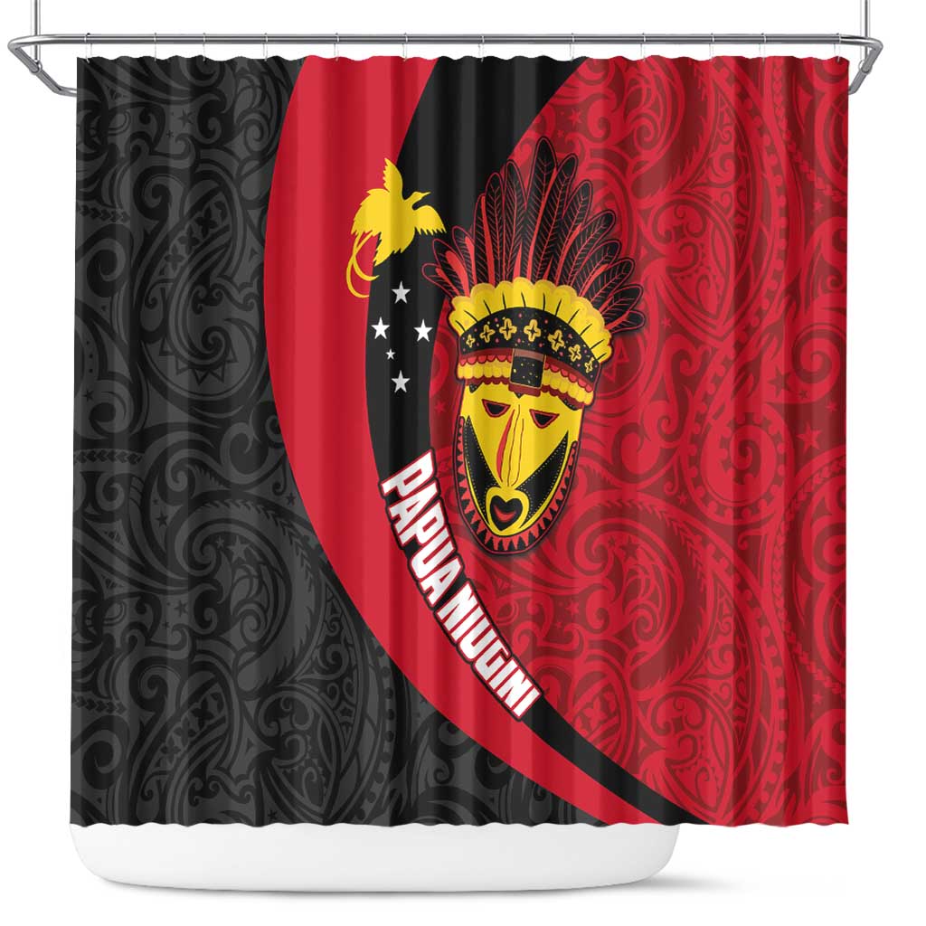 Papua New Guinea Mask Festival Shower Curtain Papua Niugini Tribe Mask Melanesian Pattern