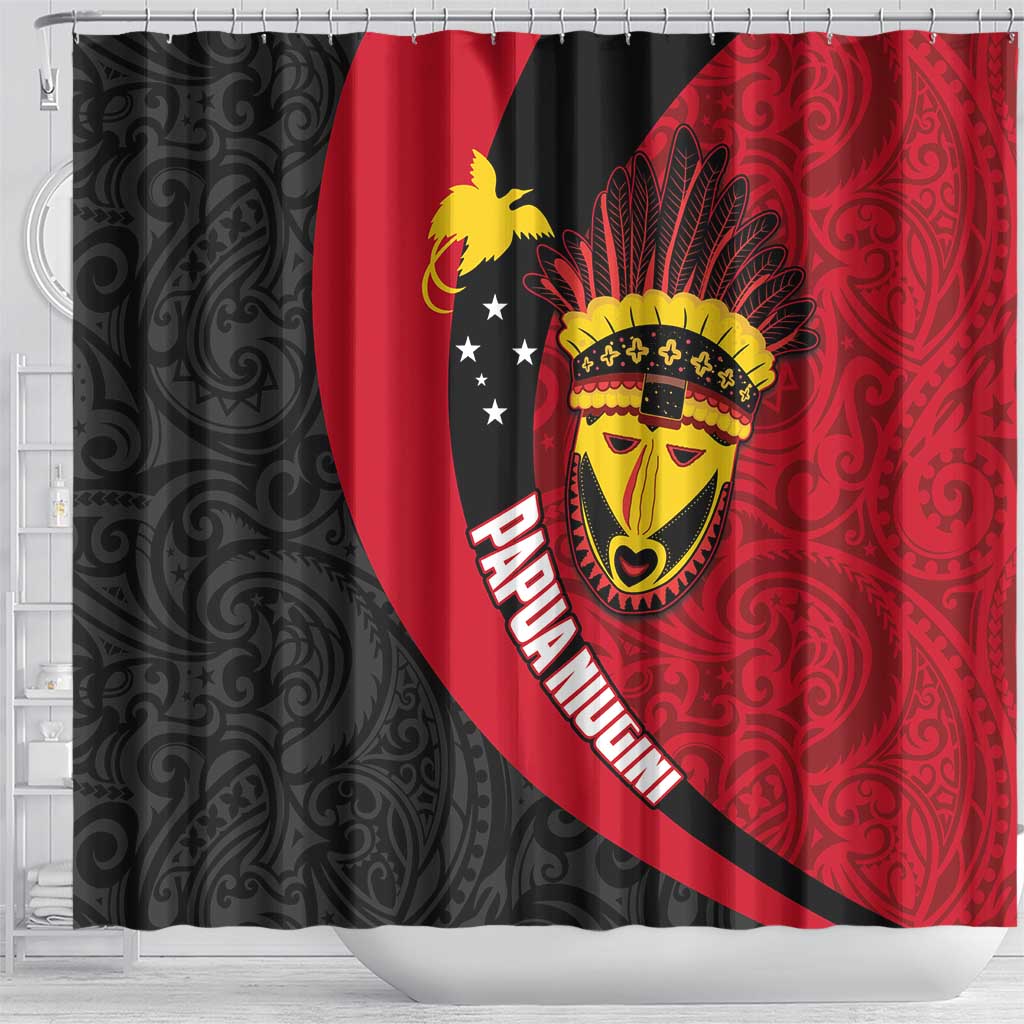 Papua New Guinea Mask Festival Shower Curtain Papua Niugini Tribe Mask Melanesian Pattern
