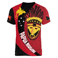 Papua New Guinea Mask Festival Women V-Neck T-Shirt Papua Niugini Tribe Mask Melanesian Pattern LT03 - Polynesian Pride